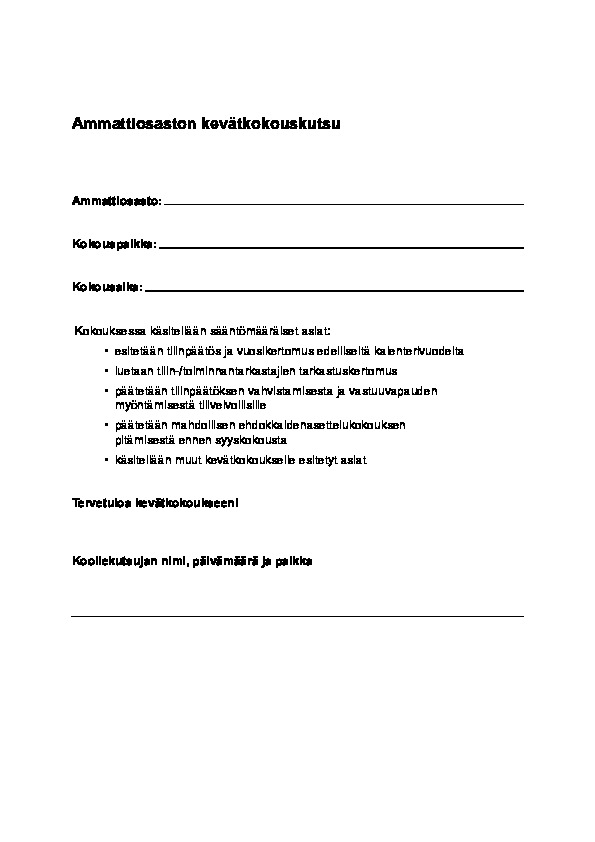 Liite 01. Ammattiosaston kevätkokouskutsu