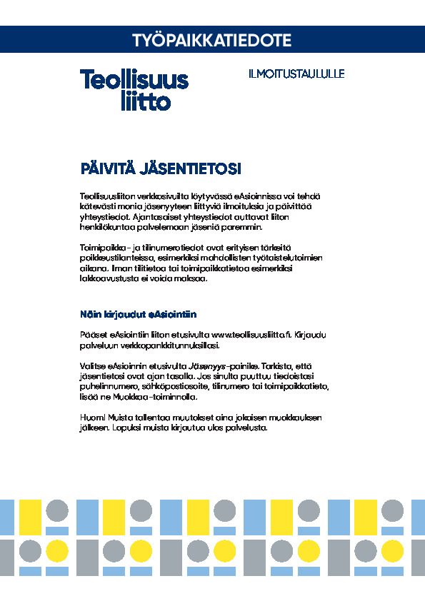 Työpaikkatiedote – eAsiointi
