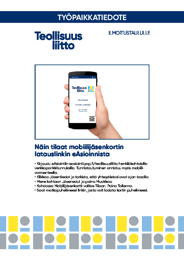 Työpaikkatiedote – Tilaa mobiilijäsenkortti