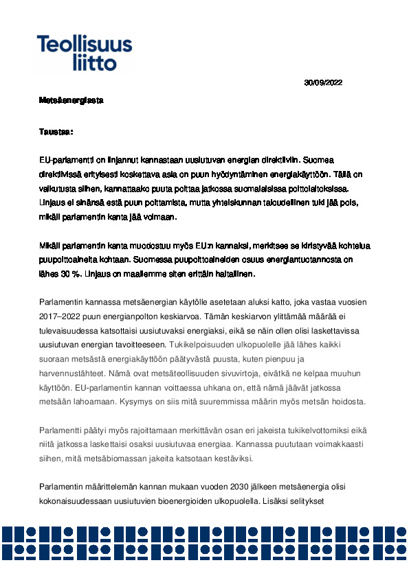 Metsäenergiamuistio