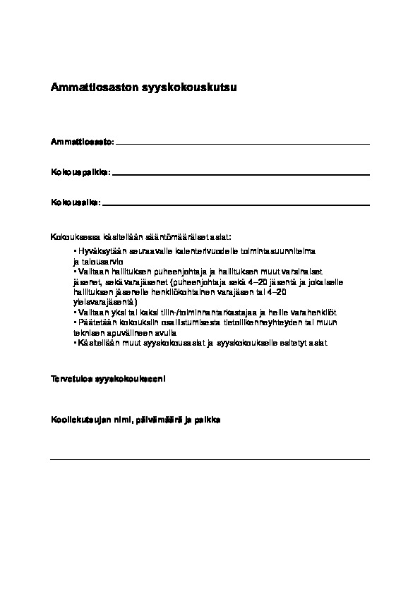 Liite 06. Ammattiosaston syyskokouskutsu