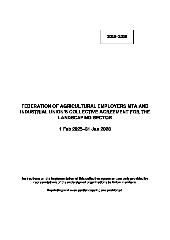 Collective agreement for the landscaping sector 2025–2028