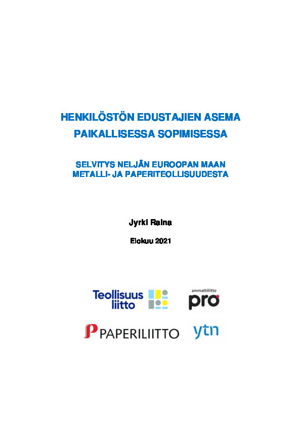 Henkilöstön edustajien asema paikallisessa sopimisessa
