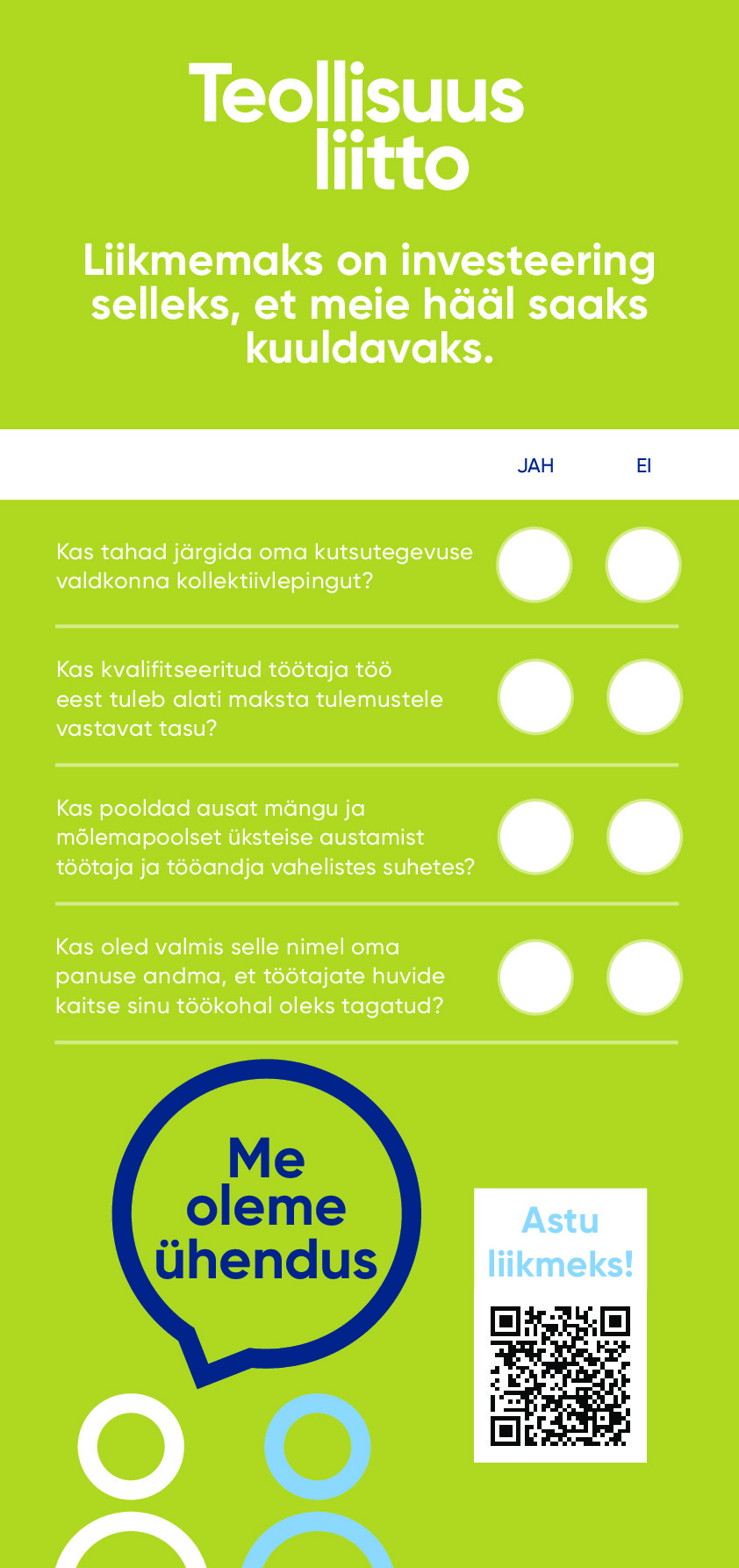 Jarjestamisjuliste viroksi (Me oleme uhendus)