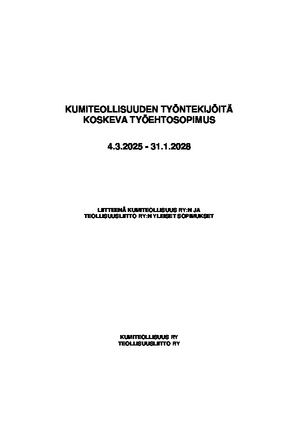 Kumiteollisuuden työehtosopimus 2025–2028
