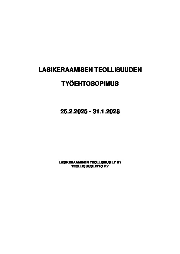 Lasikeraamisen teollisuuden työehtosopimus 2025–2028
