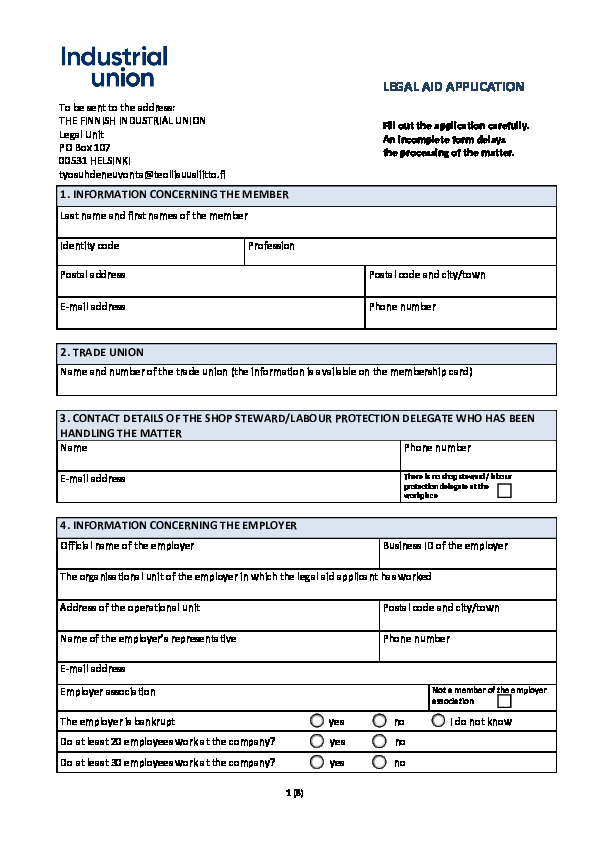 Legal aid application