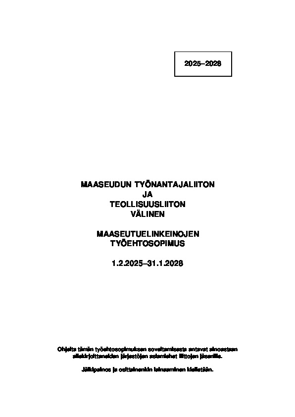 Maaseutuelinkeinojen työehtosopimus 2025–2028