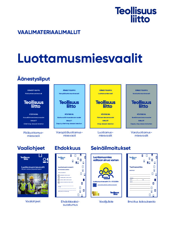 Mallit luottamusmiesvaalien materiaaleista
