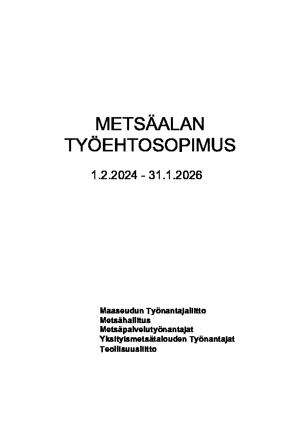 Metsäalan työehtosopimus 2024–2026