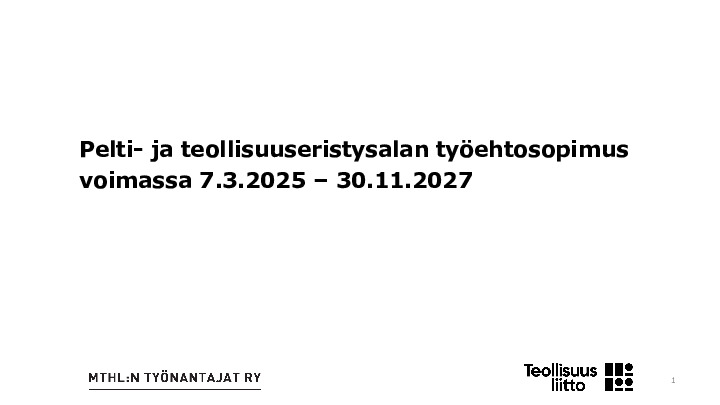 Pelti- ja teollisuuseristysalan sopimusratkaisu 2025–2027