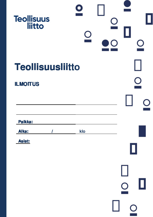 Seinäilmoitus kokouksesta tai tapahtumasta – koneella täytettävä