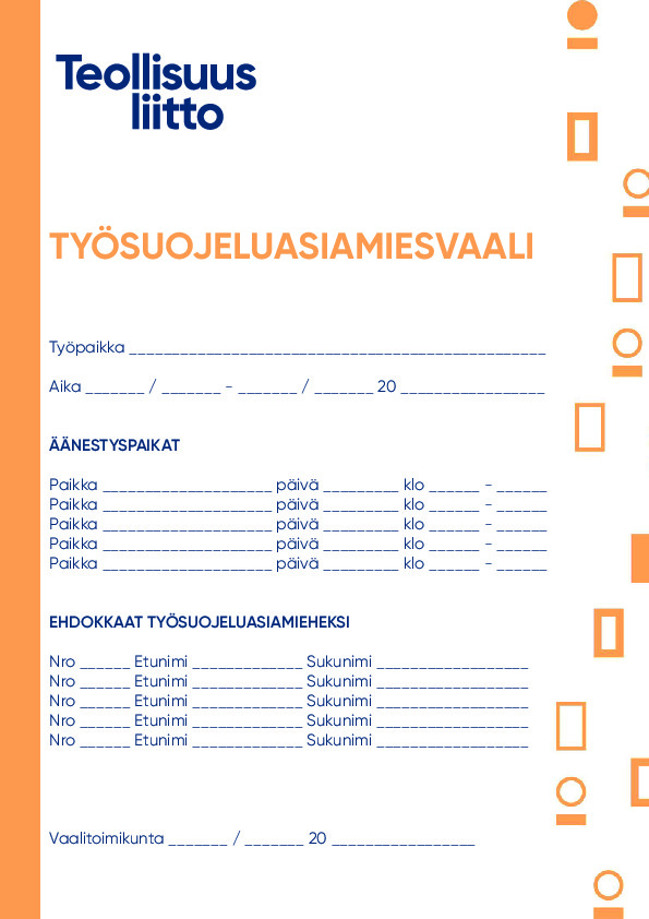 Seinäilmoitus työsuojeluasiamiesvaalin ehdokkaista ja äänestyspaikoista – Koneella tai käsin täytettävä