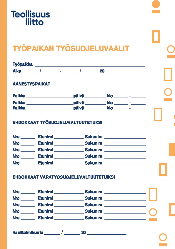 Seinäilmoitus työsuojeluvaalin ehdokkaista ja äänestyspaikoista – Koneella tai käsin täytettävä