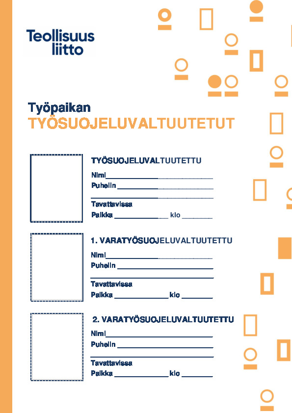 Seinäilmoitus työsuojeluvaltuutetuiksi valituista – Koneella tai käsin täytettävä