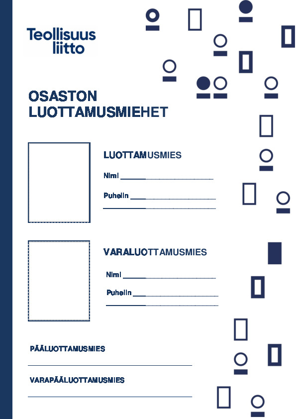 Seinäilmoitus valituista osaston luottamusmiehistä – koneella tai käsin täytettävä