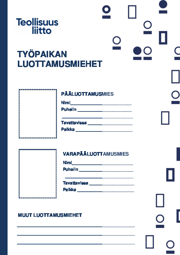 Seinäilmoitus valituista pääluottamusmiehistä – koneella tai käsin täytettävä