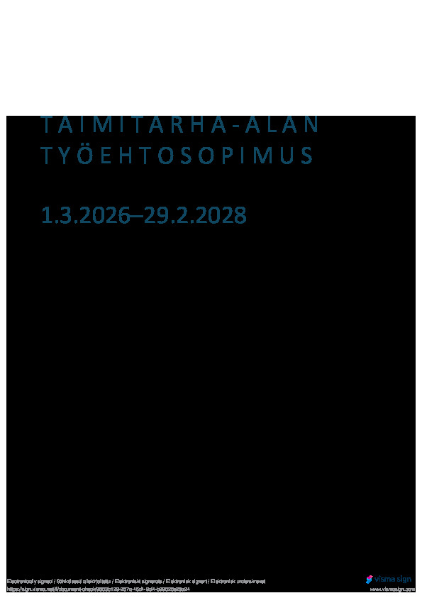 Taimitarha-alan työehtosopimus 2026–2028