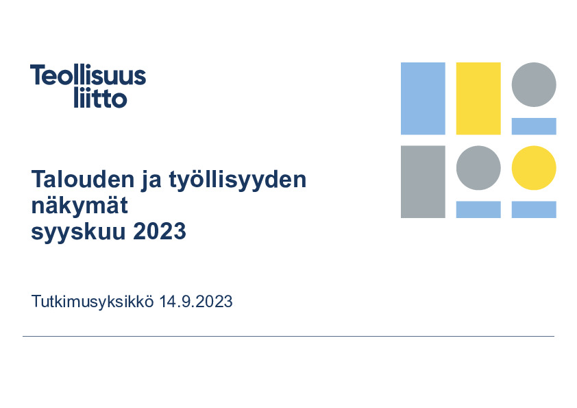 Talouden ja työllisyyden näkymät 09 2023