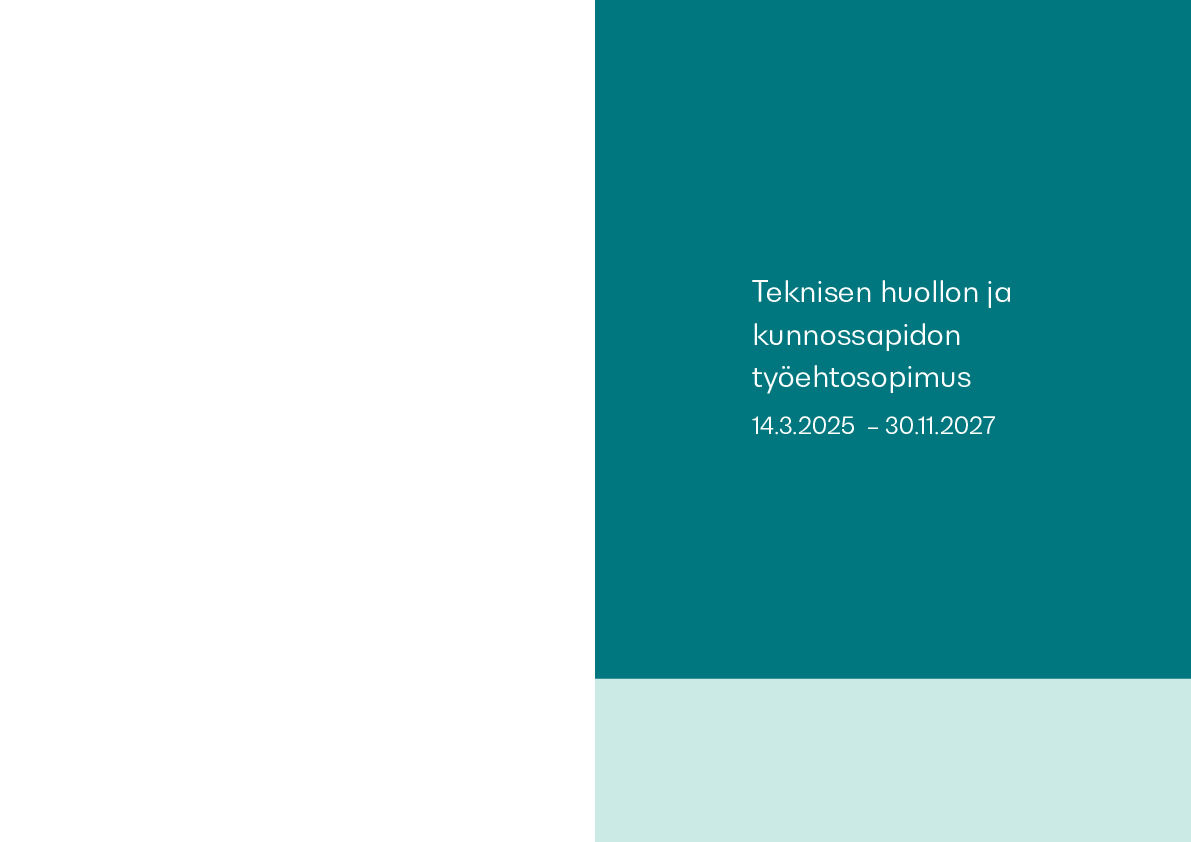 Teknisen huollon ja kunnossapidon työehtosopimus 2025–2027