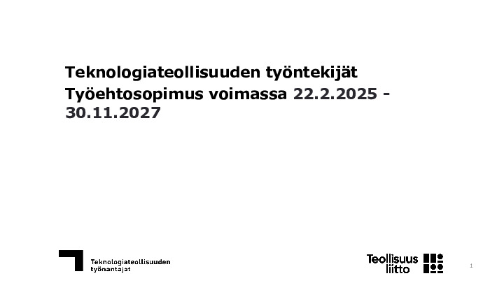 Teknologiateollisuuden työehtosopimuksen 2025–2027 tes-infot