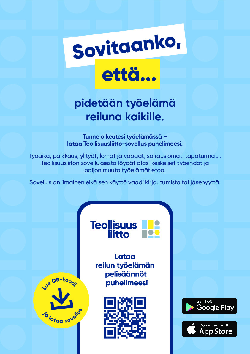 Teollisuusliitto-sovelluksen juliste A3