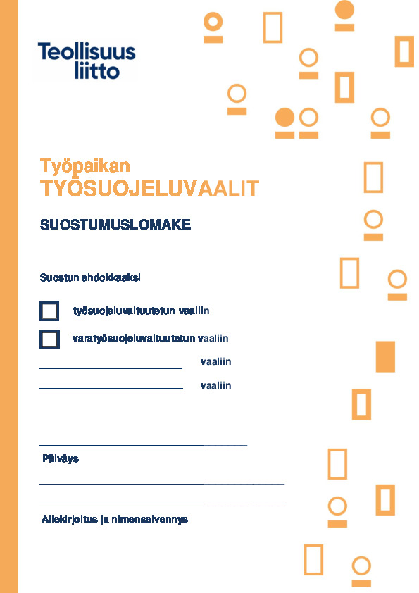 Työsuojeluvaalin ehdokkaaksisuostumuslomake – Koneella tai käsin täytettävä